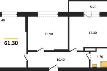 Фото №1: 2-комнатная квартира 61 м² - Берёзовый, мкр. жилой комплекс Нова Вита, ул. имени А.Н. Лодыгина, 6лит8