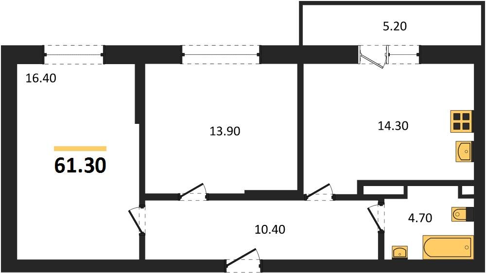 Фото №1: 2-комнатная квартира 61 м² - Берёзовый, Прикубанский внутригородской округ, Прогресс, жилой комплекс Прогресс, мкр. жилой комплекс Нова Вита, ул. имени А.Н. Лодыгина, 6лит8
