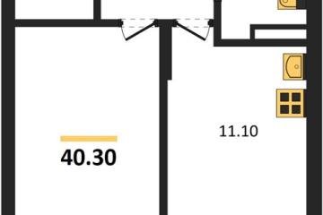 Фото №1: 1-комнатная квартира 40 м² - Берёзовый, мкр. жилой комплекс Нова Вита, ул. имени А.Н. Лодыгина, 6лит8