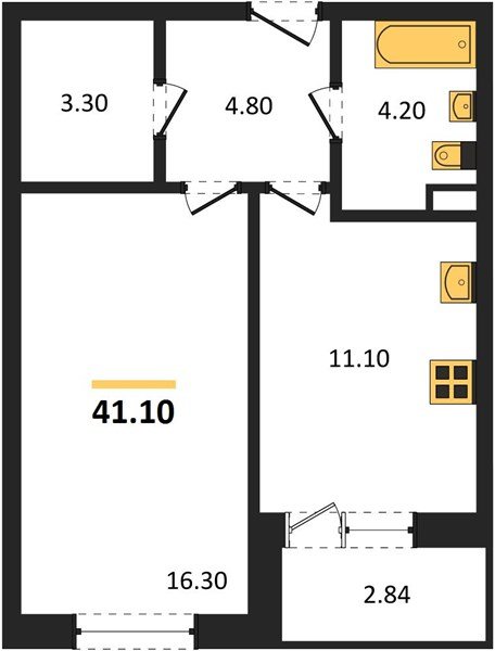Фото №1: 1-комнатная квартира 41 м² - Берёзовый, Прикубанский внутригородской округ, Прогресс, жилой комплекс Прогресс, мкр. жилой комплекс Нова Вита, ул. имени А.Н. Лодыгина, 6лит12