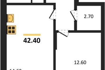 Фото №1: 1-комнатная квартира 42 м² - Берёзовый, мкр. жилой комплекс Нова Вита, ул. имени А.Н. Лодыгина, 6лит8