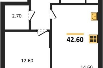 Фото №1: 1-комнатная квартира 42 м² - Берёзовый, мкр. жилой комплекс Нова Вита, ул. имени А.Н. Лодыгина, 6лит12