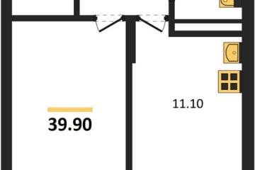 Фото №1: 1-комнатная квартира 39 м² - Берёзовый, мкр. жилой комплекс Нова Вита, ул. имени А.Н. Лодыгина, 6лит8