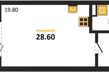 Фото №1: Студия 28 м² - Берёзовый, мкр. жилой комплекс Нова Вита, ул. имени А.Н. Лодыгина, 6лит12