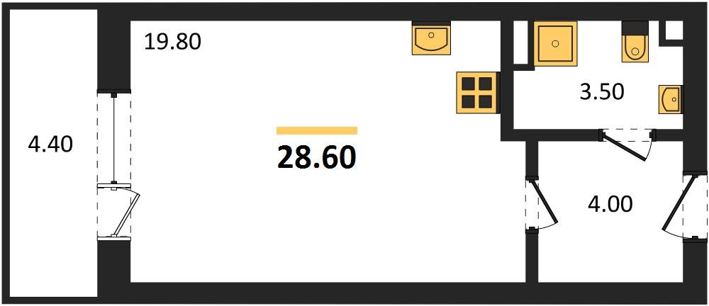 Фото №1: Студия 28 м² - Берёзовый, Прикубанский внутригородской округ, Прогресс, жилой комплекс Прогресс, мкр. жилой комплекс Нова Вита, ул. имени А.Н. Лодыгина, 6лит12