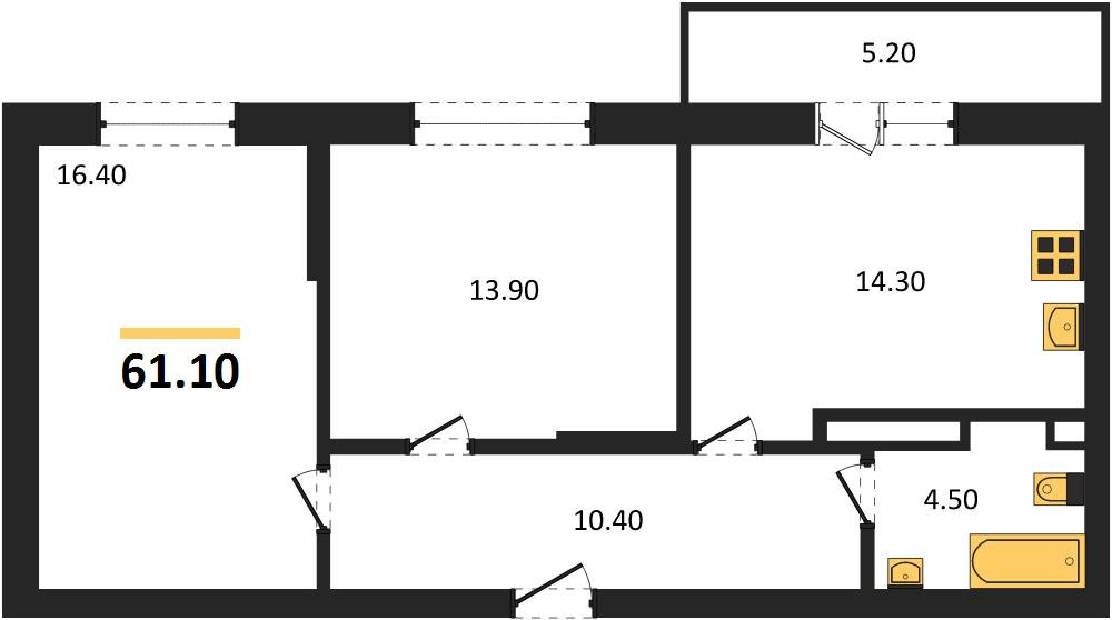 Фото №1: 2-комнатная квартира 61 м² - Берёзовый, Прикубанский внутригородской округ, Прогресс, жилой комплекс Прогресс, мкр. жилой комплекс Нова Вита, ул. имени А.Н. Лодыгина, 6лит8