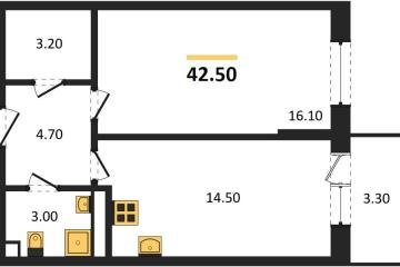 Фото №1: 1-комнатная квартира 42 м² - Берёзовый, мкр. жилой комплекс Нова Вита, ул. имени А.Н. Лодыгина, 6лит11