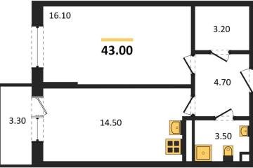 Фото №1: 1-комнатная квартира 43 м² - Берёзовый, мкр. жилой комплекс Нова Вита, ул. имени А.Н. Лодыгина, 6лит12