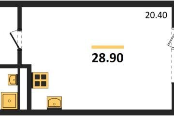 Фото №1: Студия 28 м² - Берёзовый, мкр. жилой комплекс Нова Вита, ул. имени А.Н. Лодыгина, 6лит11