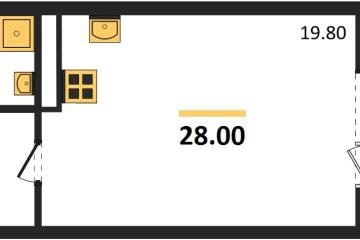 Фото №1: Студия 28 м² - Берёзовый, мкр. жилой комплекс Нова Вита, ул. имени А.Н. Лодыгина, 6лит11