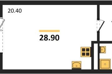 Фото №1: Студия 28 м² - Берёзовый, мкр. жилой комплекс Нова Вита, ул. имени А.Н. Лодыгина, 6лит12