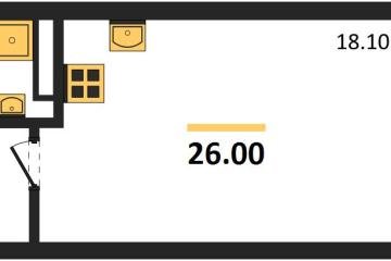 Фото №1: Студия 26 м² - Берёзовый, мкр. жилой комплекс Нова Вита, ул. имени А.Н. Лодыгина, 6лит11