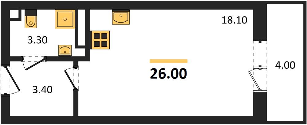 Фото №1: Студия 26 м² - Берёзовый, Прикубанский внутригородской округ, Прогресс, жилой комплекс Прогресс, мкр. жилой комплекс Нова Вита, ул. имени А.Н. Лодыгина, 6лит11