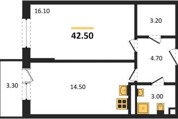 Фото №1: 1-комнатная квартира 42 м² - Берёзовый, мкр. жилой комплекс Нова Вита, ул. имени А.Н. Лодыгина, 6лит12