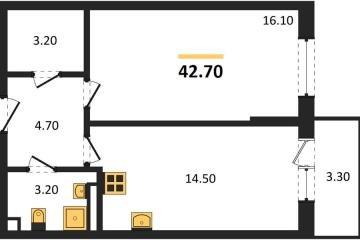 Фото №1: 1-комнатная квартира 42 м² - Берёзовый, мкр. жилой комплекс Нова Вита, ул. имени А.Н. Лодыгина, 6лит11