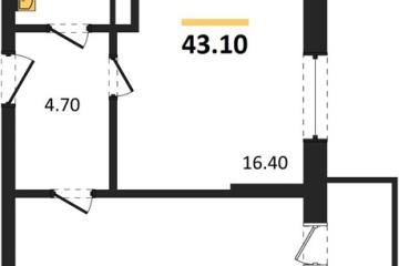 Фото №1: 1-комнатная квартира 43 м² - Берёзовый, мкр. жилой комплекс Нова Вита, ул. имени А.Н. Лодыгина, 6лит12