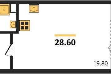 Фото №1: Студия 28 м² - Берёзовый, мкр. жилой комплекс Нова Вита, ул. имени А.Н. Лодыгина, 6лит11