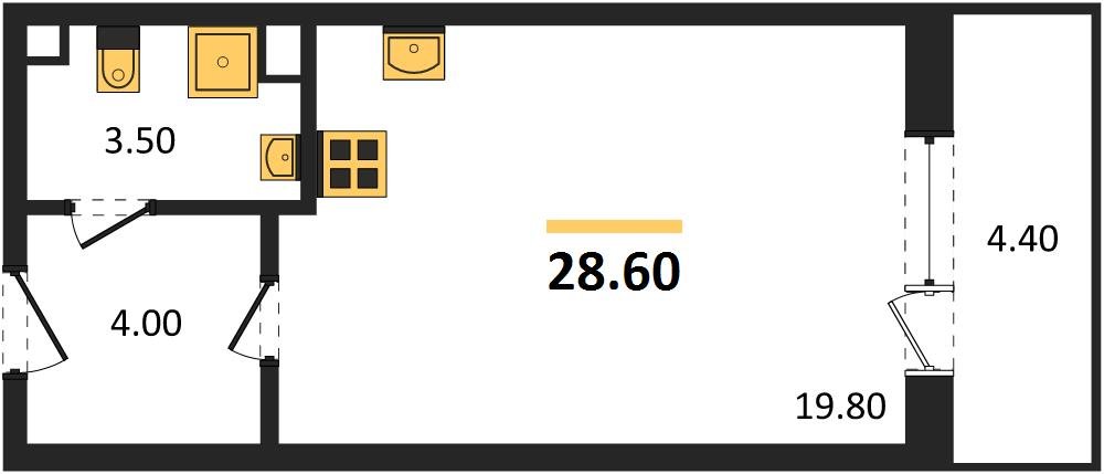 Фото №1: Студия 28 м² - Берёзовый, Прикубанский внутригородской округ, Прогресс, жилой комплекс Прогресс, мкр. жилой комплекс Нова Вита, ул. имени А.Н. Лодыгина, 6лит11