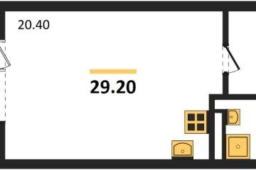 Фото №1: Студия 29 м² - Берёзовый, мкр. жилой комплекс Нова Вита, ул. имени А.Н. Лодыгина, 6лит12