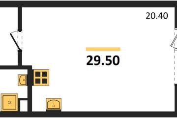 Фото №1: Студия 29 м² - Берёзовый, мкр. жилой комплекс Нова Вита, ул. имени А.Н. Лодыгина, 6лит11