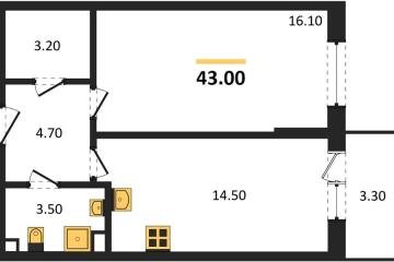 Фото №1: 1-комнатная квартира 43 м² - Берёзовый, мкр. жилой комплекс Нова Вита, ул. имени А.Н. Лодыгина, 6лит11
