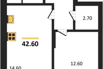 Фото №1: 1-комнатная квартира 42 м² - Берёзовый, мкр. жилой комплекс Нова Вита, ул. имени А.Н. Лодыгина, 6лит11