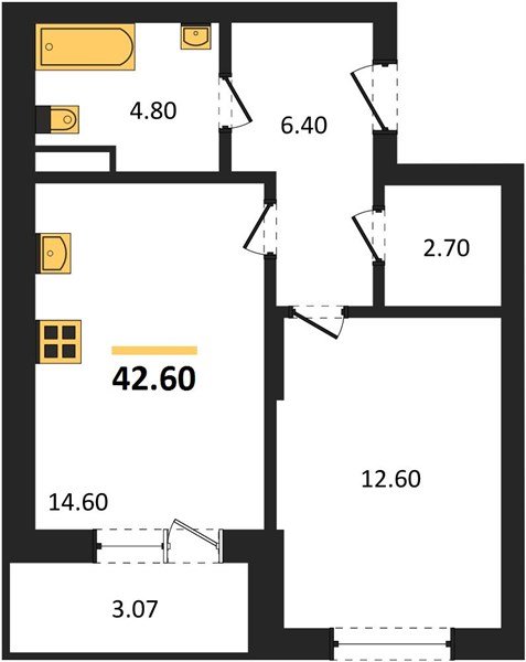 Фото №1: 1-комнатная квартира 42 м² - Берёзовый, Прикубанский внутригородской округ, Прогресс, жилой комплекс Прогресс, мкр. жилой комплекс Нова Вита, ул. имени А.Н. Лодыгина, 6лит11