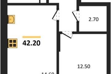 Фото №1: 1-комнатная квартира 42 м² - Берёзовый, мкр. жилой комплекс Нова Вита, ул. имени А.Н. Лодыгина, 6лит11