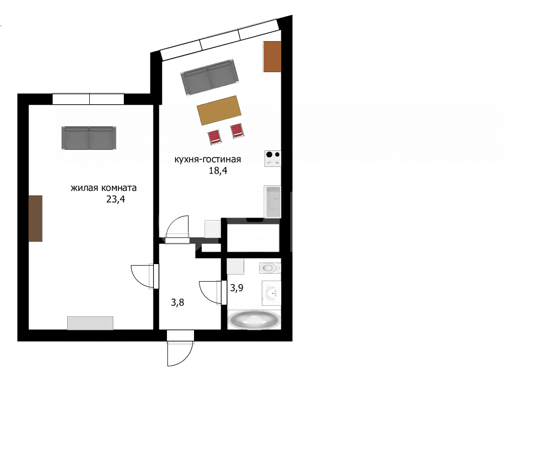 Фото №20: 1-комнатная квартира 49 м² - Анапа, Алексеевка, мкр. Алексеевка, ул. Анапское шоссе, 1Г