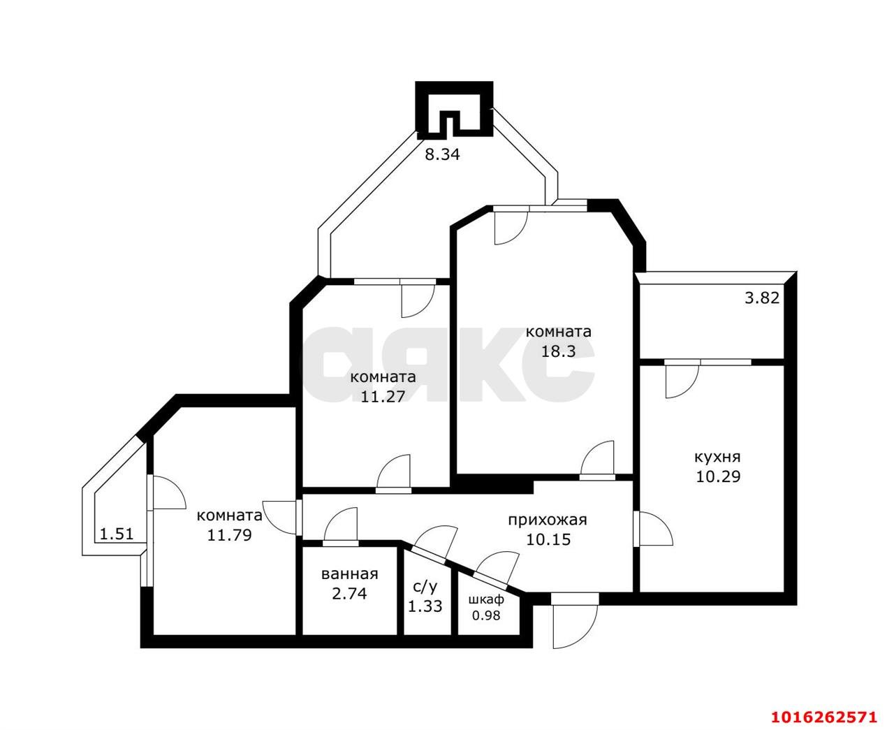 Фото №15: 3-комнатная квартира 80 м² - Краснодар, Западный внутригородской округ, мкр. Юбилейный, пр-кт Чекистов, 33к2
