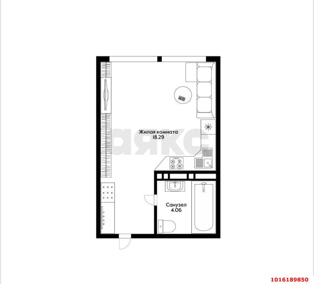 Фото №12: Студия 23 м² - Краснодар, Центральный внутригородской округ, мкр. Черёмушки, ул. Обрывная, 132/1лит6к22