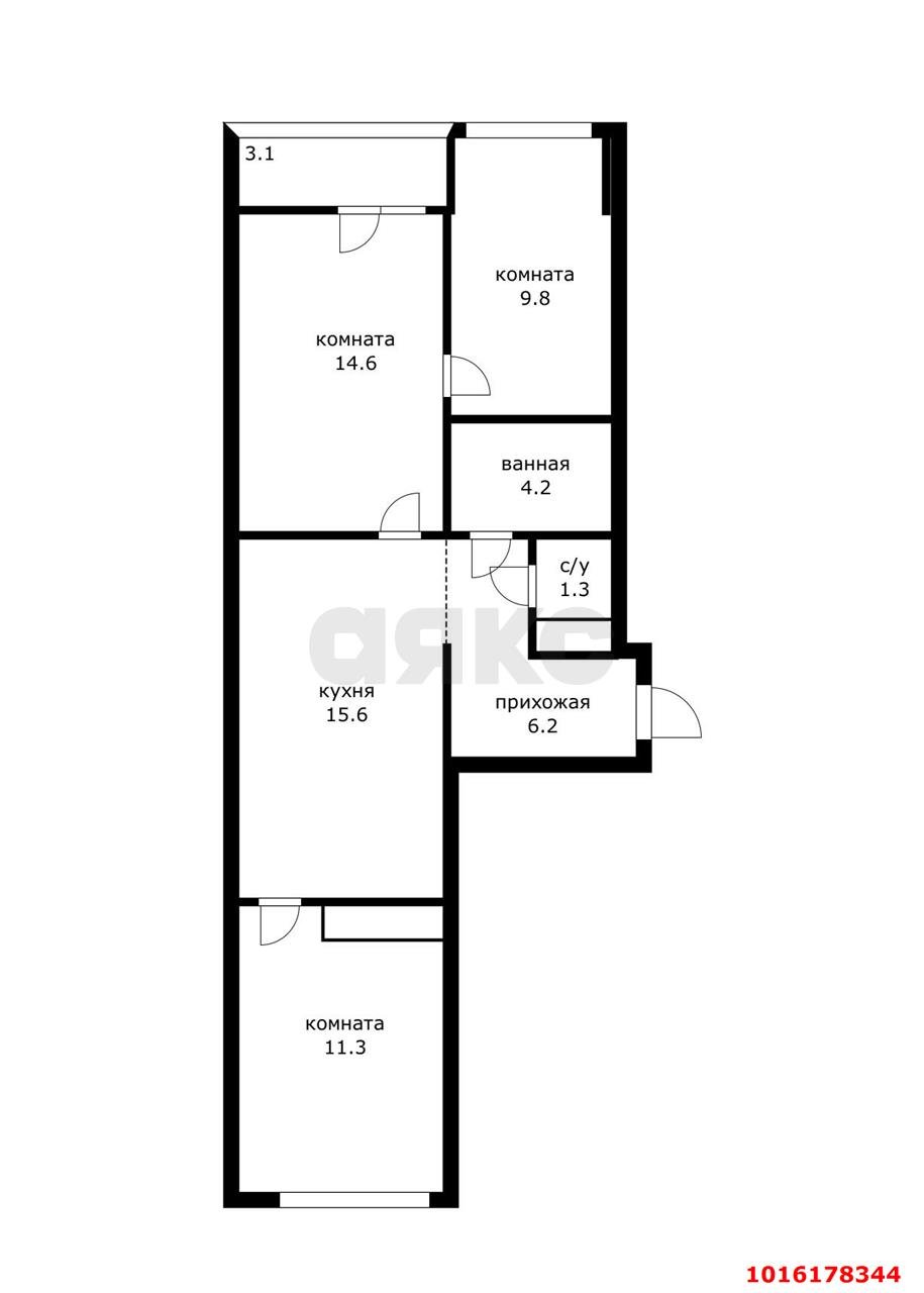Фото №19: 3-комнатная квартира 63 м² - Краснодар, Карасунский внутригородской округ, мкр. Гидростроителей, ул. имени Дмитрия Благоева