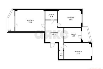 Фото №1: 3-комнатная квартира 103 м² - Краснодар, мкр. Центральный, ул. Карасунская набережная, 99