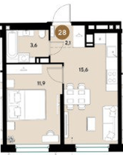 Фото №1: 1-комнатная квартира 33 м² - Краснодар, мкр. Прикубанский внутригородской округ