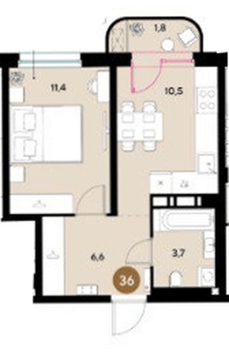 Фото №1: 1-комнатная квартира 34 м² - Краснодар, мкр. Прикубанский внутригородской округ
