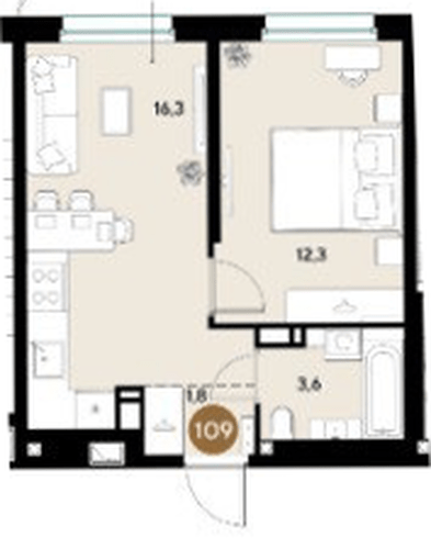 Фото №1: 1-комнатная квартира 34 м² - Краснодар, мкр. Прикубанский внутригородской округ