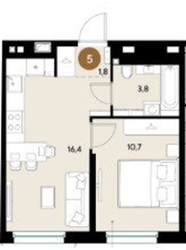 Фото №1: 1-комнатная квартира 32 м² - Краснодар, мкр. Прикубанский внутригородской округ