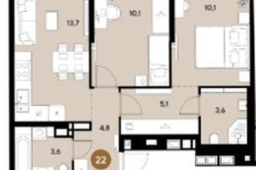 Фото №1: 2-комнатная квартира 51 м² - Краснодар, мкр. Прикубанский внутригородской округ, 