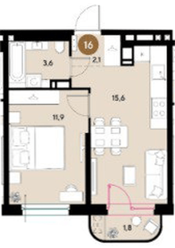 Фото №1: 1-комнатная квартира 35 м² - Краснодар, мкр. Прикубанский внутригородской округ