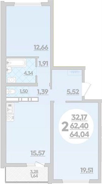 Фото №1: 2-комнатная квартира 64 м² - Майкоп