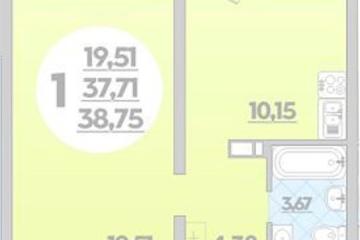 Фото №1: 1-комнатная квартира 38 м² - Майкоп, 