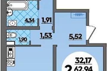 Фото №1: 2-комнатная квартира 64 м² - Майкоп, 