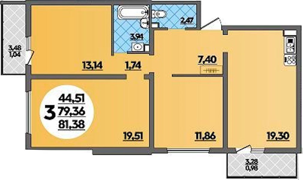 Фото №1: 3-комнатная квартира 81 м² - Майкоп