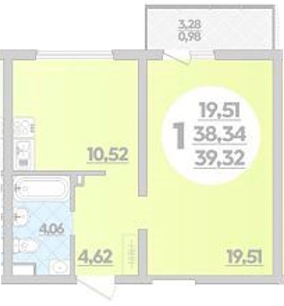 Фото №1: 1-комнатная квартира 39 м² - Майкоп