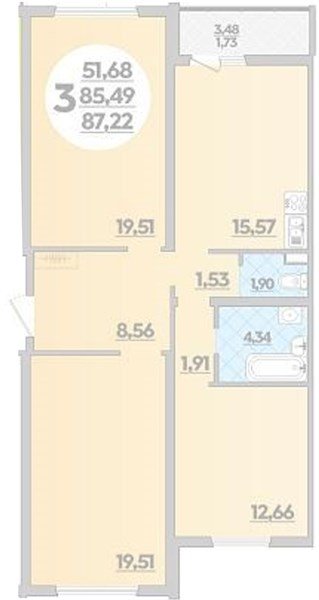 Фото №1: 3-комнатная квартира 87 м² - Майкоп