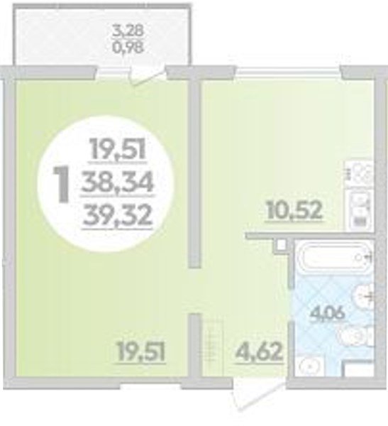 Фото №1: 1-комнатная квартира 39 м² - Майкоп