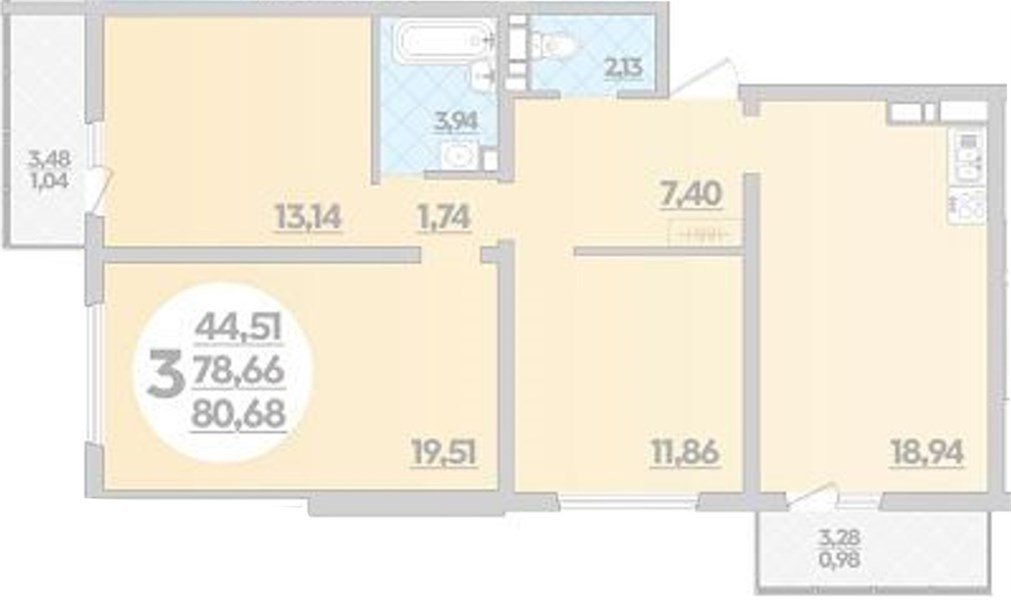 Фото №1: 3-комнатная квартира 80 м² - Майкоп