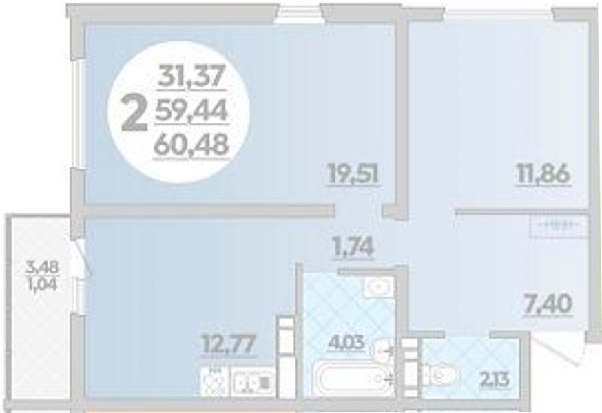 Фото №1: 2-комнатная квартира 60 м² - Майкоп