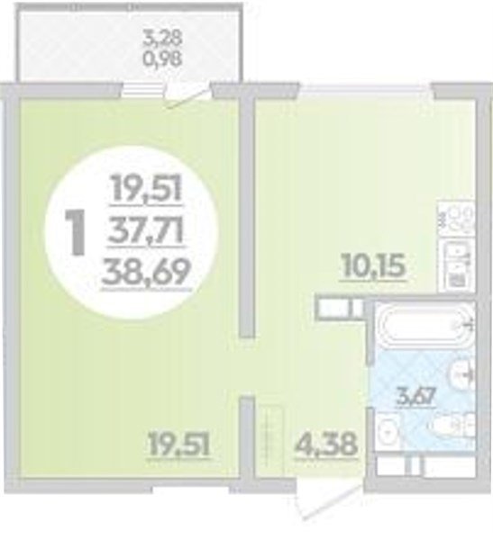 Фото №1: 1-комнатная квартира 38 м² - Майкоп