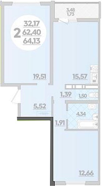 Фото №1: 2-комнатная квартира 64 м² - Майкоп